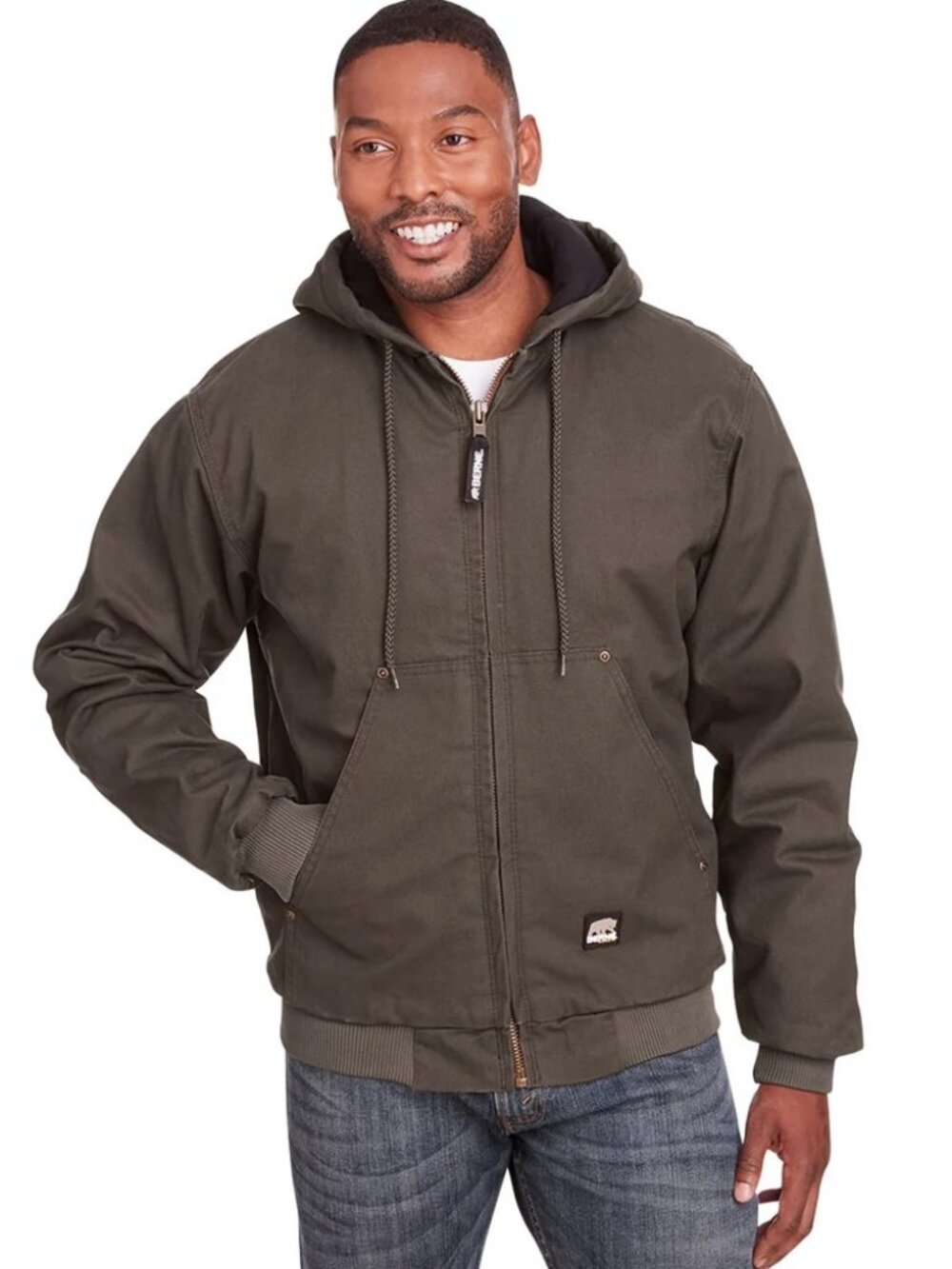 Berne Men's Olive Duck Highland Washed Cotton Duck Hooded Jacket Size M & L(New)